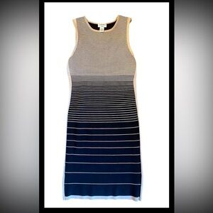 Narciso Rodriguez Style Striped Bodycon Dress By Carmen Marc Valvo Size Large
